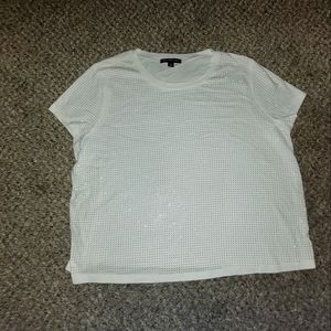 INTERNATIONAL CONCEPTS  white short sleeve with front silver studs size xl